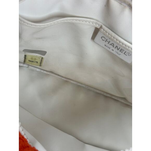 Chanel Orange Terry Cloth Sport Line Flap Bag w White Resin Chainlink Hardware - Picture 8 of 8
